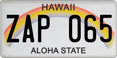 HI license plate ZAP065