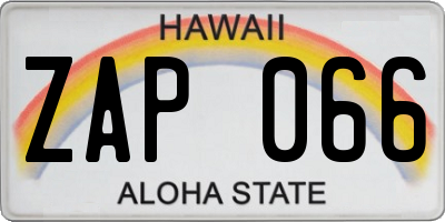 HI license plate ZAP066