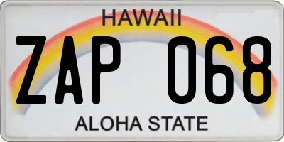 HI license plate ZAP068