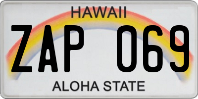 HI license plate ZAP069
