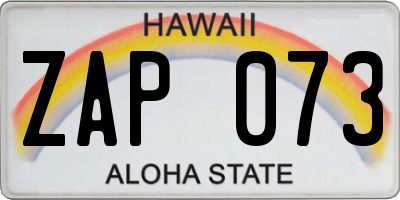 HI license plate ZAP073