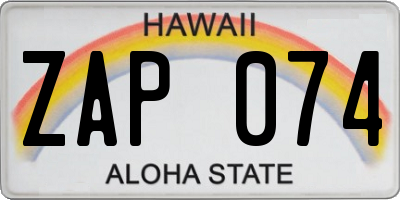 HI license plate ZAP074