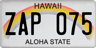 HI license plate ZAP075