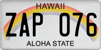 HI license plate ZAP076