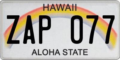 HI license plate ZAP077
