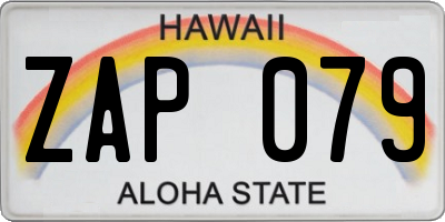 HI license plate ZAP079