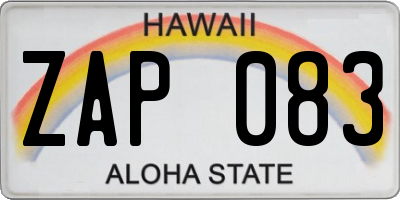 HI license plate ZAP083