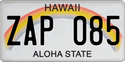 HI license plate ZAP085