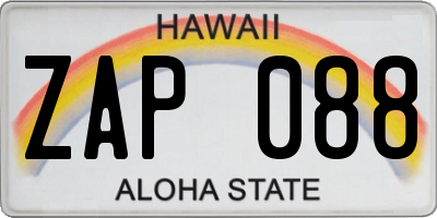 HI license plate ZAP088