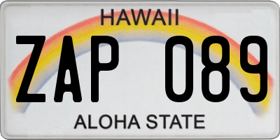 HI license plate ZAP089
