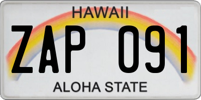 HI license plate ZAP091