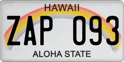 HI license plate ZAP093