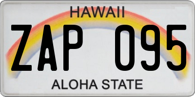HI license plate ZAP095