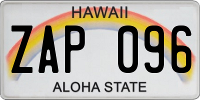 HI license plate ZAP096