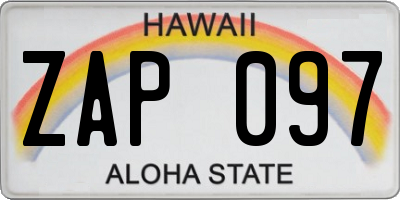 HI license plate ZAP097