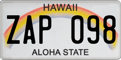 HI license plate ZAP098