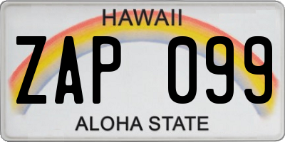 HI license plate ZAP099