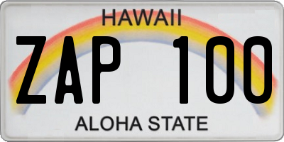 HI license plate ZAP100