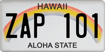 HI license plate ZAP101