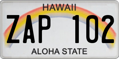 HI license plate ZAP102