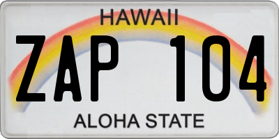 HI license plate ZAP104