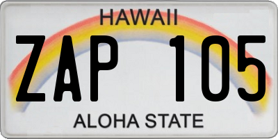HI license plate ZAP105
