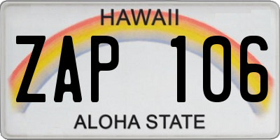 HI license plate ZAP106