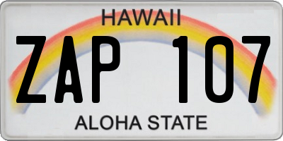 HI license plate ZAP107