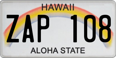 HI license plate ZAP108