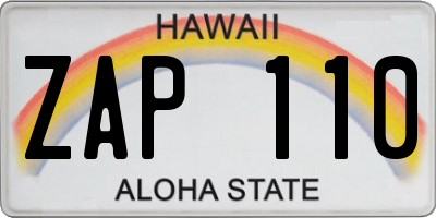 HI license plate ZAP110