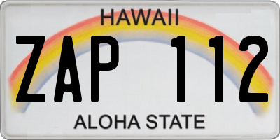 HI license plate ZAP112
