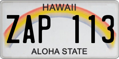 HI license plate ZAP113