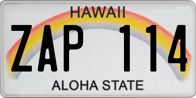 HI license plate ZAP114