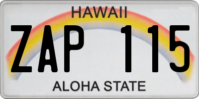 HI license plate ZAP115