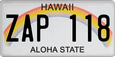 HI license plate ZAP118