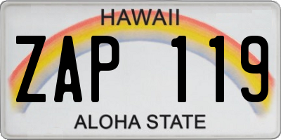 HI license plate ZAP119