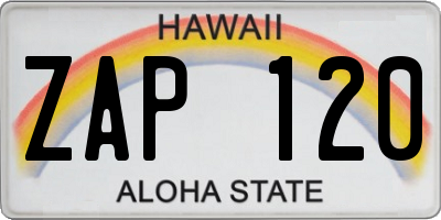 HI license plate ZAP120