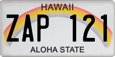 HI license plate ZAP121