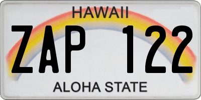 HI license plate ZAP122