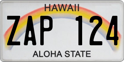 HI license plate ZAP124