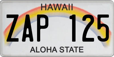 HI license plate ZAP125