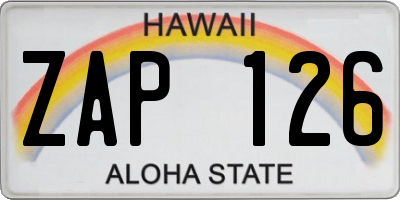 HI license plate ZAP126