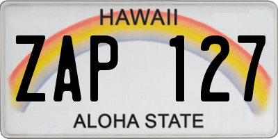 HI license plate ZAP127