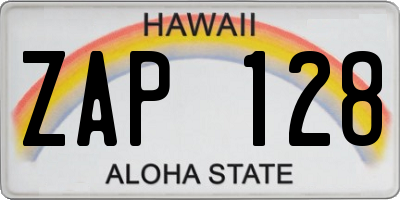 HI license plate ZAP128