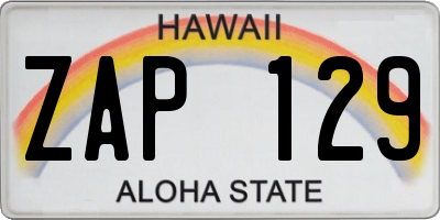 HI license plate ZAP129