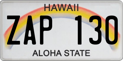 HI license plate ZAP130