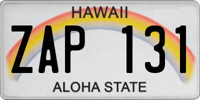 HI license plate ZAP131