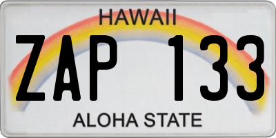 HI license plate ZAP133