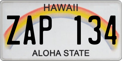 HI license plate ZAP134