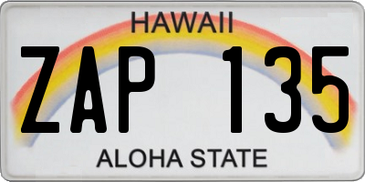 HI license plate ZAP135
